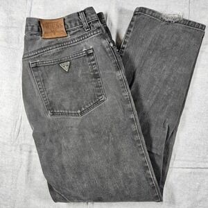 Vintage Guess Jeans Mens 33 Faded Black Straight Leg Distressed 90s 39001-30